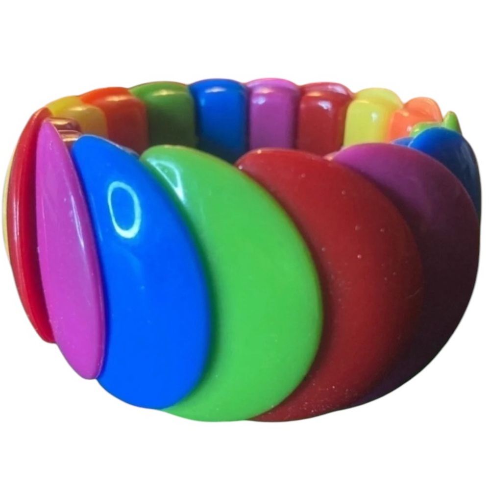 VINTAGE 1980s Stretch Rainbow PRIDE  Bracelet LGBTQIA Unisex Funky Fun Whimsical